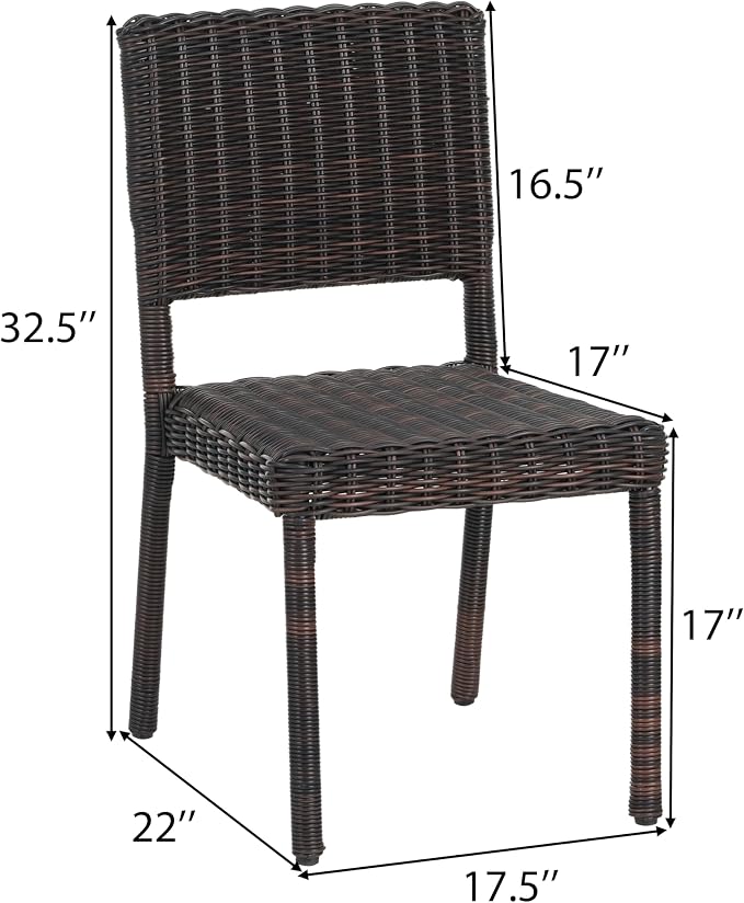 Christopher Knight Home Farley Acacia Wood Outdoor Dining Set for 4, 5 Piece Patio Dining Table and Chair Set, Faux Rattan Outdoor Dining Chair and Table Set, Teak+Light Brown