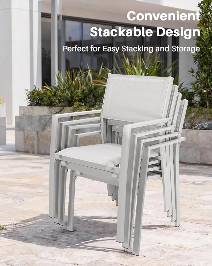 9-Piece Extendable Patio Dining Set with 2 Swivel Chairs, Never-Rust Aluminum Outdoor Dining Table Set, Oversized Expandable Dining Table with Wood Grain Top and Stackable Chairs for Balcony