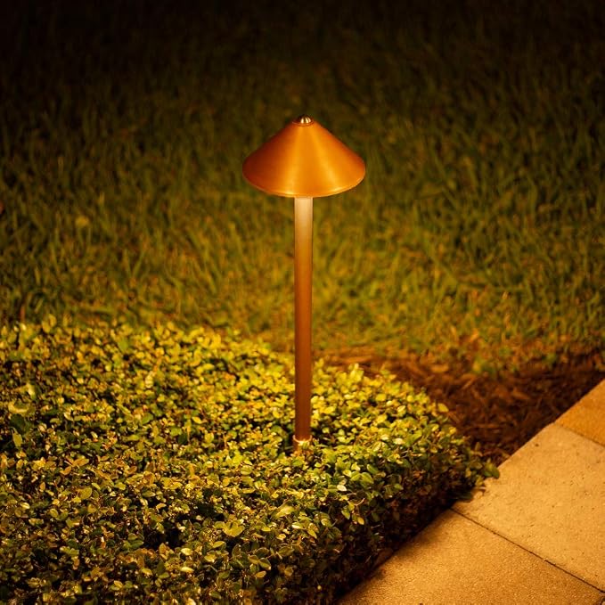 VOLT Conehead 12V Copper Path Light & 3W 2700K G4 LED Bulb | 12-Foot Diameter Illumination, 300 Lumens, Warm White Light, Low Voltage, Ideal for Pathway Walkway Garden Driveway or Patio