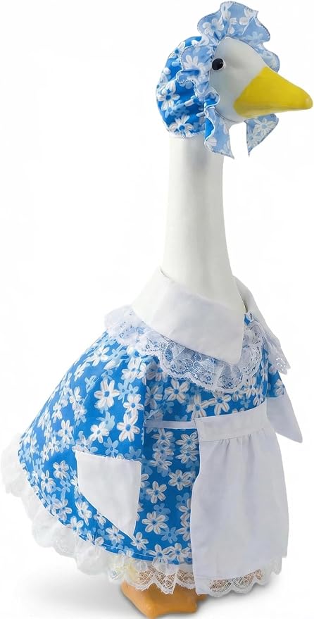 Summer Porch Goose Outfits, Cute Daisy Dress Costume for 23 Inch Goose Statue, Flower Goose Clothes for Garden Porch Yard Lawn Patio Decor