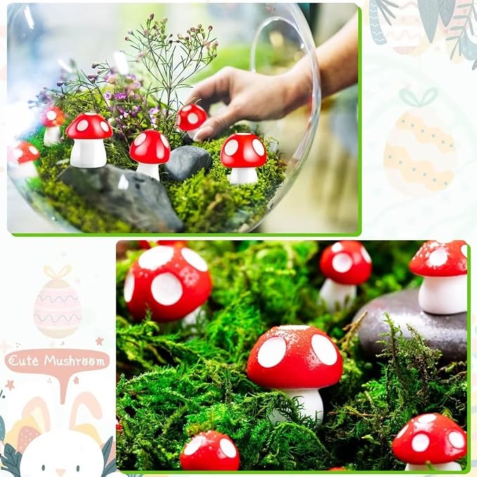 240 pcs Mini Resin Mushrooms Craft Figurines | Tiny Mushrooms, Fairy Garden Decor, Fake Mushroom Miniatures Statue, Mushroom Cake Topper