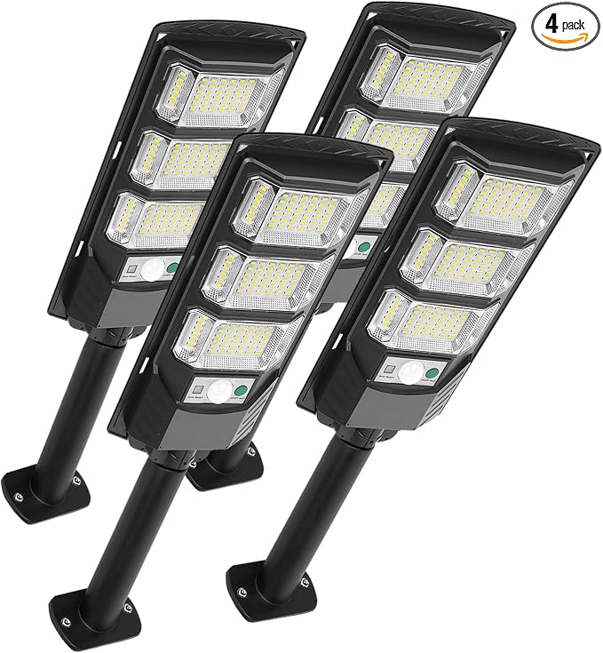 FOWSEEK 4 Pack Solar Flood Lights Outdoor, Solar Lights Outdoor Waterproof with Remote Control, Motion Sensor Outdoor Lights for Garden Patio Yard