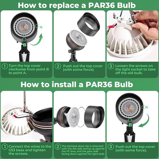 Low Voltage Landscape LED Flood Light, 12V Wide-Angle Outdoor Uplight for Bushes, Tree Canopy, Flagpole and Exterior Wall Washing with 10W 2700K PAR36 Bulb (4 Pack)