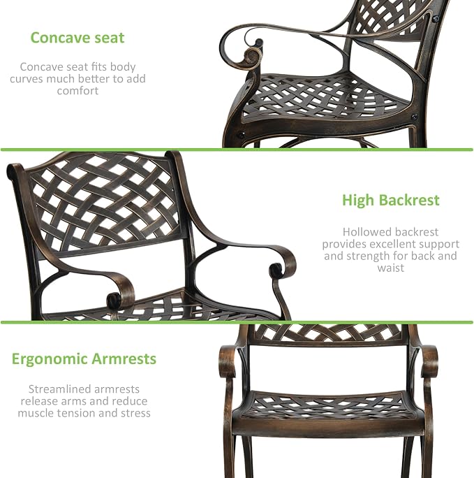 5 Piece Patio Dining Set, All-Weather Metal Outdoor Table and Chairs Set of 4, Cast Aluminum Patio Furniture Set for Patio, Garden, Backyard, Balcony