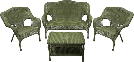Northlight Wicker Outdoor Patio Conversation Set - Moss Green - 4pc