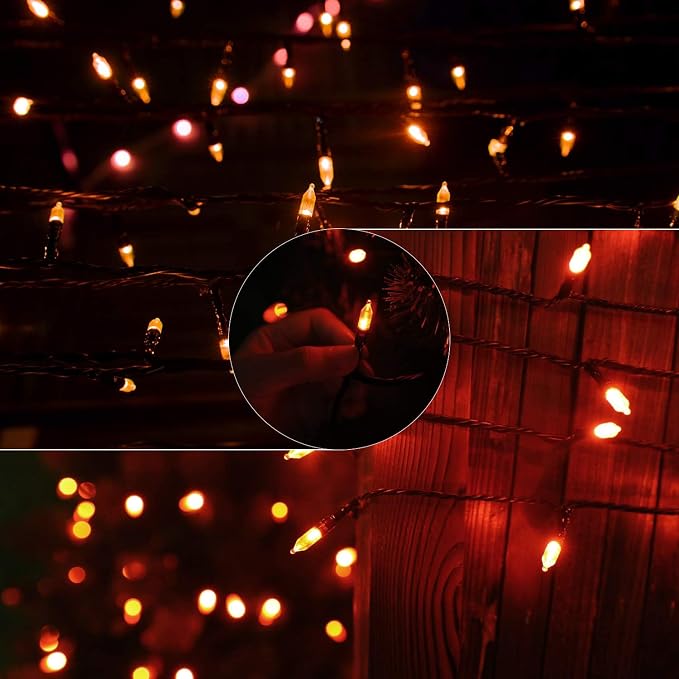 Minetom Halloween String Lights Outdoor, 39Feet 100 LED Waterproof Christmas Lights with 8 Lighting Modes for Halloween Garden Party Christmas Xmas Tree Lights Decor, Orange | 8 Lighting Modes, Connectable, Waterproof, Halloween Tree Lights for Home Do...