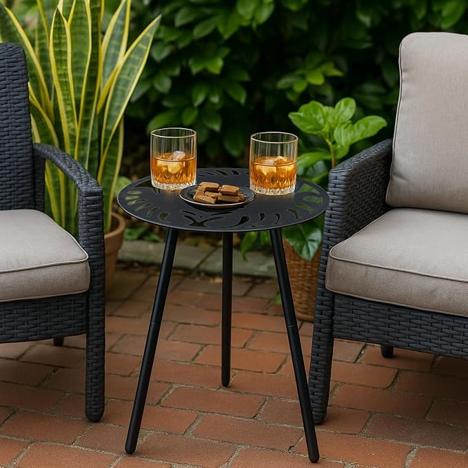 Party Zealot 1 Pack Extra-Large Metal Outdoor Side Tables 18 Inches Outside End Table for Patio Round Accent Garden Corner Table for Small Spaces, Balcony, Porch Plant Stand Indoor
