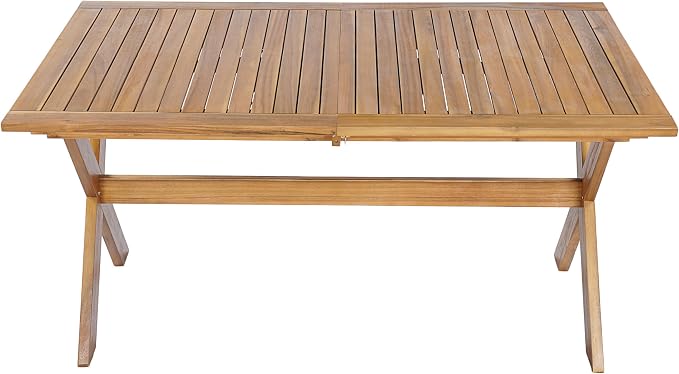 Christopher Knight Home Doca 7 Piece Acacia Wood Outdoor Dining Table Set for 6, Extendable Dining Table and 6 Patio Chairs with Cushion & Rope Accent, Wooden Outdoor Patio Furniture Set, Teak+Beige