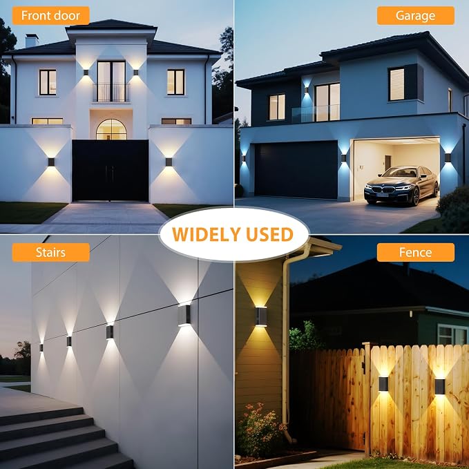 Solar Wall Light Outdoor , 3000/4000/6000K 3 Modes Dusk to Dawn Lighting Wall Sconce IP67 Waterproof Up and Down Solar Lights Outdoor Front Door Light for House, Garage, Porch, Doorway,Fence (8PACK)