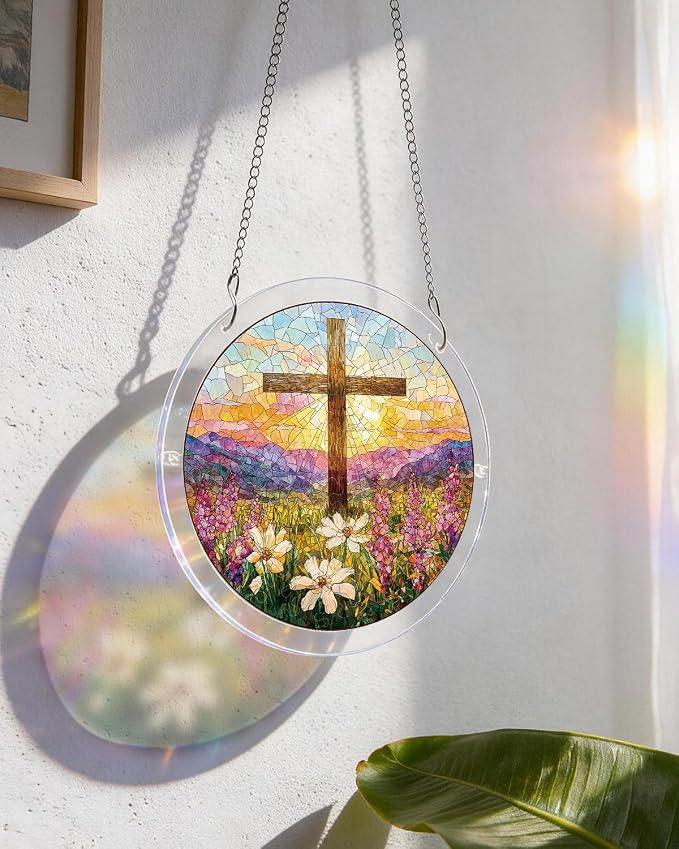 Acrylic Suncatcher Puzzle, Garden of Holy Light-7.4 in | DIY Suncatcher Puzzle Kits for Adults, Acrylic Jigsaw Puzzle Suncatcher, Garden&Window Hanging Decor, Unique Gift