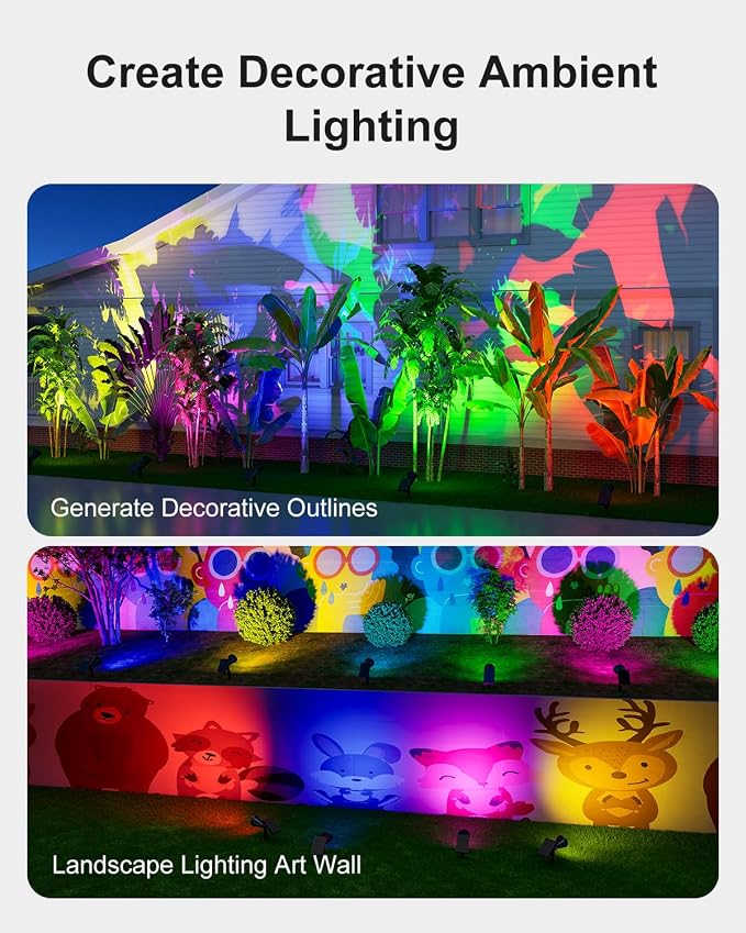 2 Pack Color Changing Solar Spotlights Outdoor for Tree, Flower, Plant, Statue, Sign, Decorative wall, Waterproof Rainbow Lanscape Spot Uplights for House Outside, Yard, Garden, Patio, Pathway, Pool