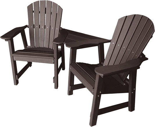 Phat Tommy 2 Chair Dining Table Set - Poly Outdoor Furniture - Small Patio Dining Set for Apartment Balcony Furniture, Recycled Poly Lumber Chairs and Table, Brown