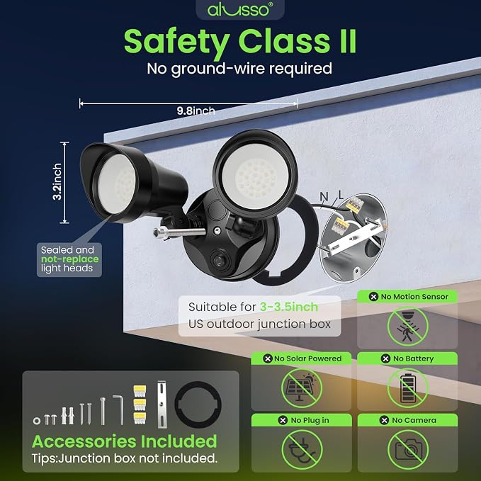 ALUSSO Dusk to Dawn Outdoor Lighting, 25W 2000LM Dusk Till Dawn Outdoor Light 120V, 3000K/4000K/6000K 3CCT IP65 Security Lights ETL Listed Dusk to Dawn Hardwired for House Yard Walkway Black 1 Pack