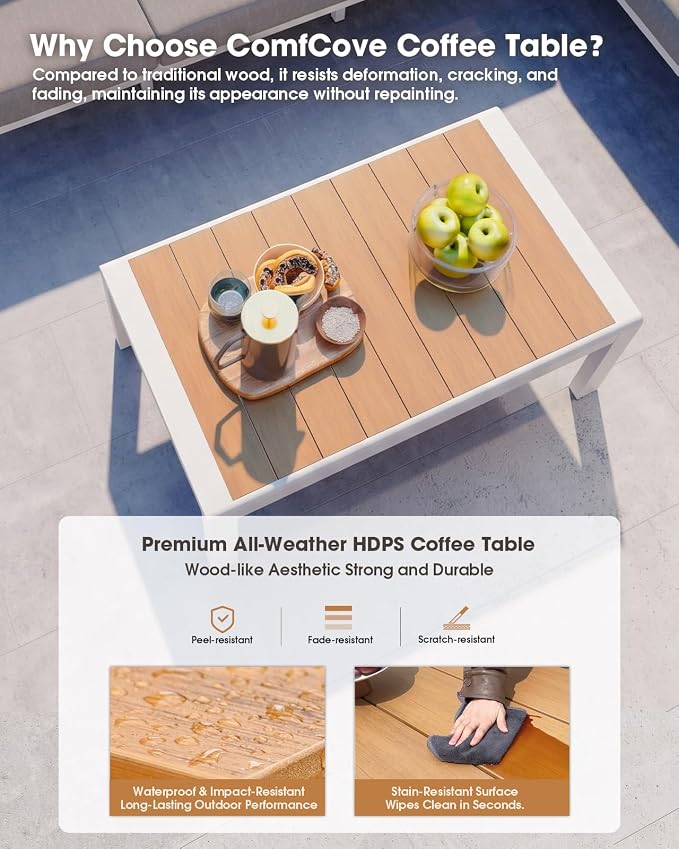 Aluminum Outdoor Patio Furniture Set, 11 Seats Patio Conversation Sets, Oversized Outdoor Sectional with Washable Thick Cushions & Coffee Table for Backyard, Garden and Poolside, White