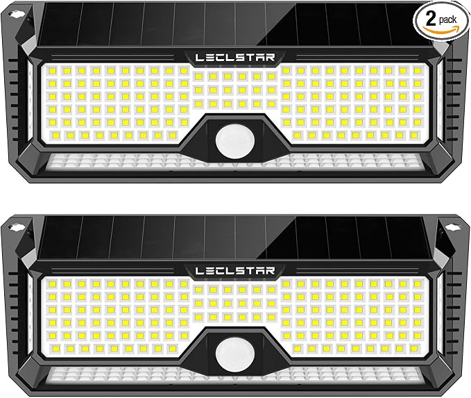 Solar Outdoor Lights - 4000Lm 268 LED Motion Sensor Lights Outdoor, IP65 Waterproof Led Security Lights Bright Solar Wireless Flood Wall Lights with 3 Optional Modes and 4 Wide Angle (2 Pack)