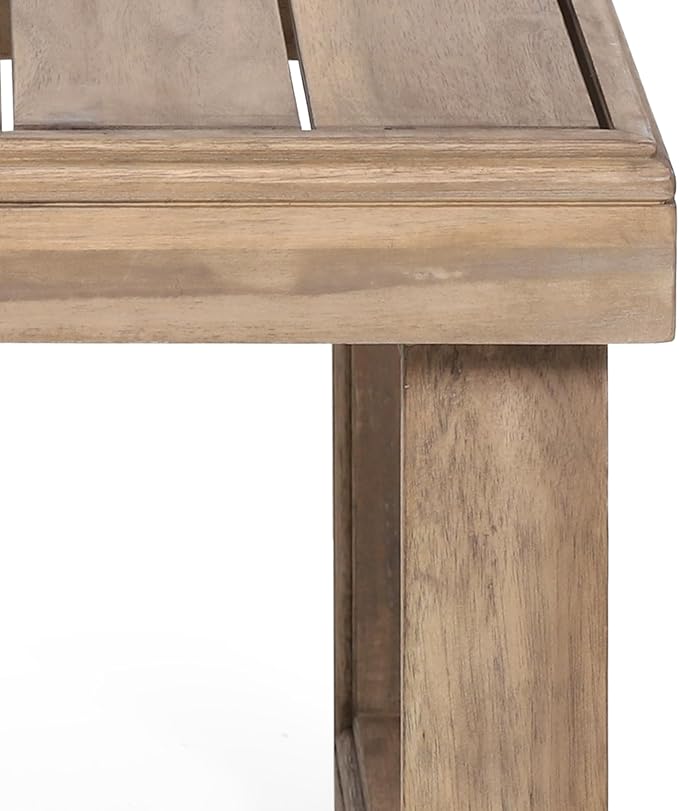 Outdoor Square Side Table with Acacia Wood Frame, Brown