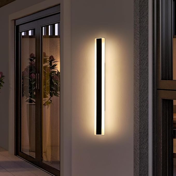 39inch Outdoor Wall Lights, Modern Outdoor Lights for House, 3000K Warm White, IP65 Waterproof, Black Linear Wall Lights Fixture, Porch Light Wall Mounted Led Lighting for Patio, Shop, Garage