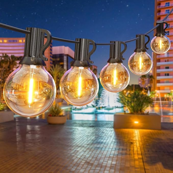 GPATIO Outdoor String Lights, 25FT G40 Bulbs Shatterproof Patio Lights, Waterproof Dimmable Hanging Outdoor Lights, Connectable LED Outside Lights for Backyard Yard Gazebo Porch Party