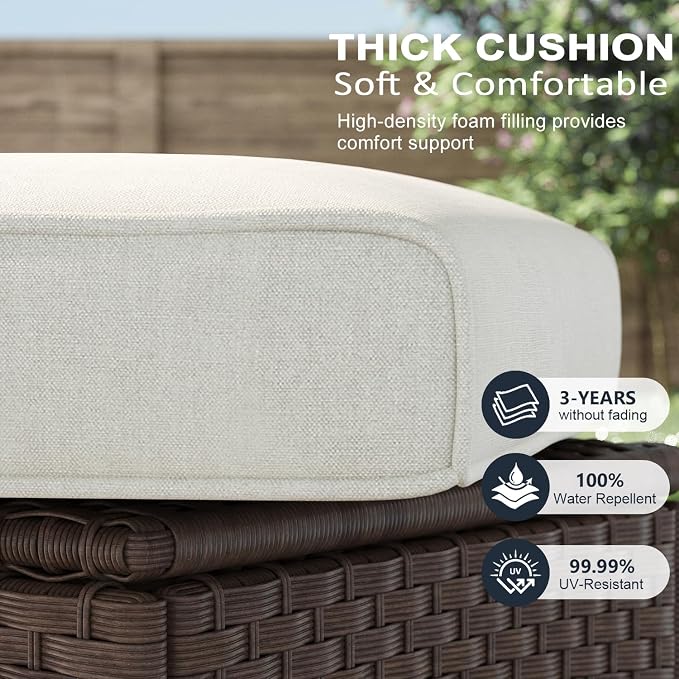 LayinSun 6 Piece Wicker Patio Furniture Set, Classis Outdoor Conversation 360 Degree Swivel Chairs Set with Coffee Table