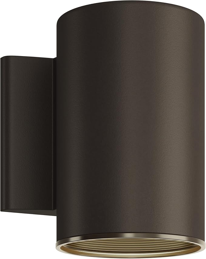 Kichler Cylinder Wall Mount Lighting Fixture in Brown, 7” Bottom Opening Outdoor Light Fixture, 9234AZ