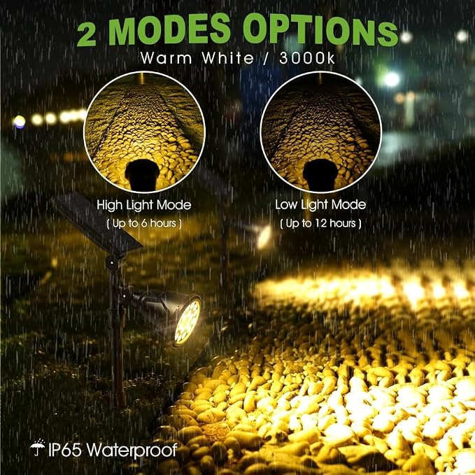 DBF Solar Outdoor Lights, 600LM Solar Spot Lights Outdoor Waterproof, 18 LED Auto On/Off Landscape Lighting Flag Pole Light for Garden Yard Pathway Garage Pool Patio(Warm White, 4 Pack)
