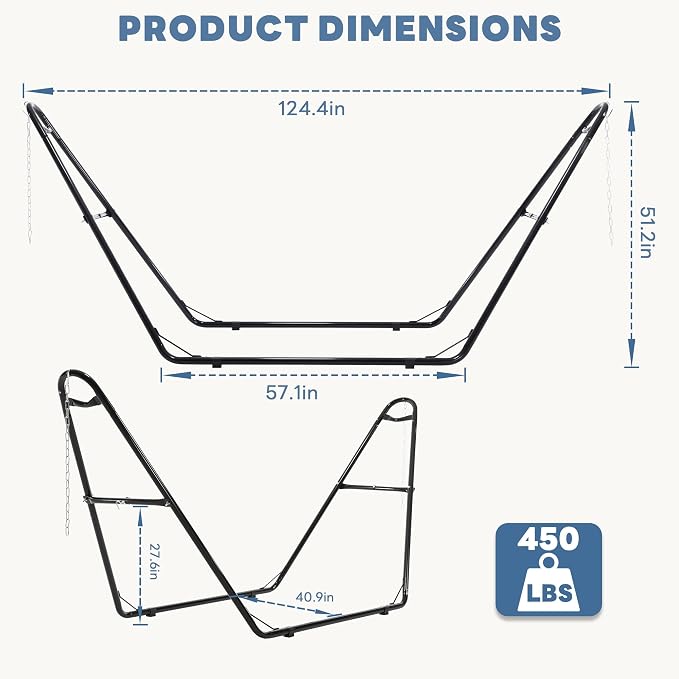 Sweetcrispy Universal Double Hammock Stand Only, Heavy Duty Hammock Stands for 2 Person, Steel Stand for Indoor and Outside Garden Backyard Patio Pool Beach