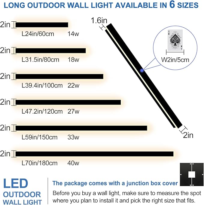 Modern Outdoor Wall Lights 2 Pack 31.5inch Long Outdoor Sconce Light | Outdoor Light Fixtures Wall Mount LED 3000K Linear Exterior Sconce IP65 Waterproof Outside Light Fixtures for House Garage