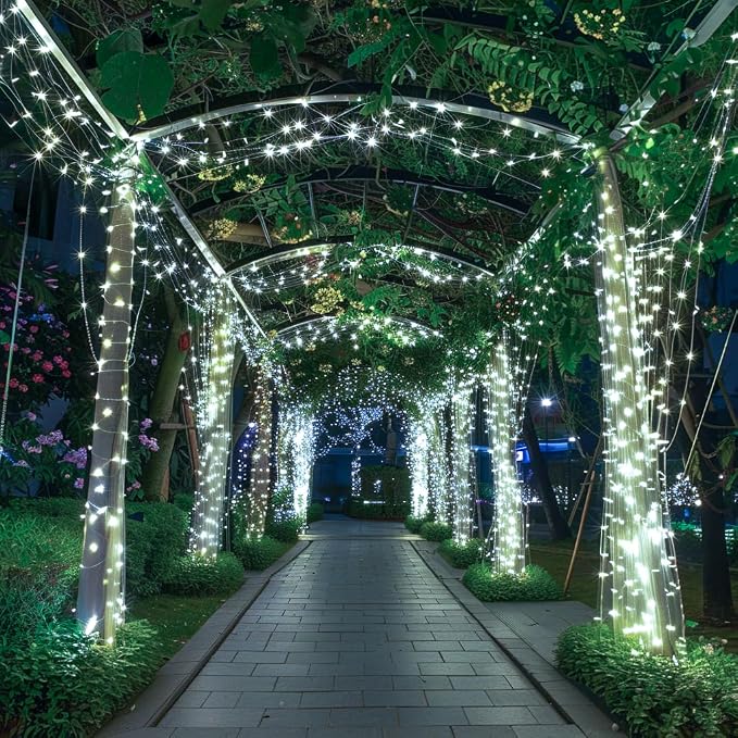 JMEXSUSS 150 LED Connectable White Christmas Lights Indoor for Bedroom | 59Ft White String Lights Plug in, 8 Modes Twinkle Fairy Lights for Classroom Dorm Room Party Christmas Tree Decor, Clear Wire