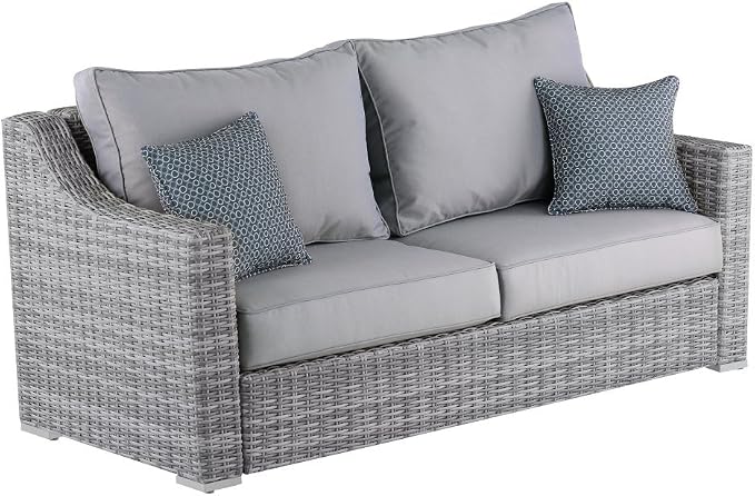 Elle Decor Vallauris Patio Outdoor Furniture Collection, Premium All Weather Wicker, Sofa, Gray