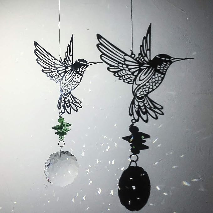 Rainbow Maker Hummingbird Flower Prism Window Suncatcher Crystal Decor | Crystal Hummingbird Flower Prism Suncatcher Rainbow Maker for Window Garden Home Office Decor Accent