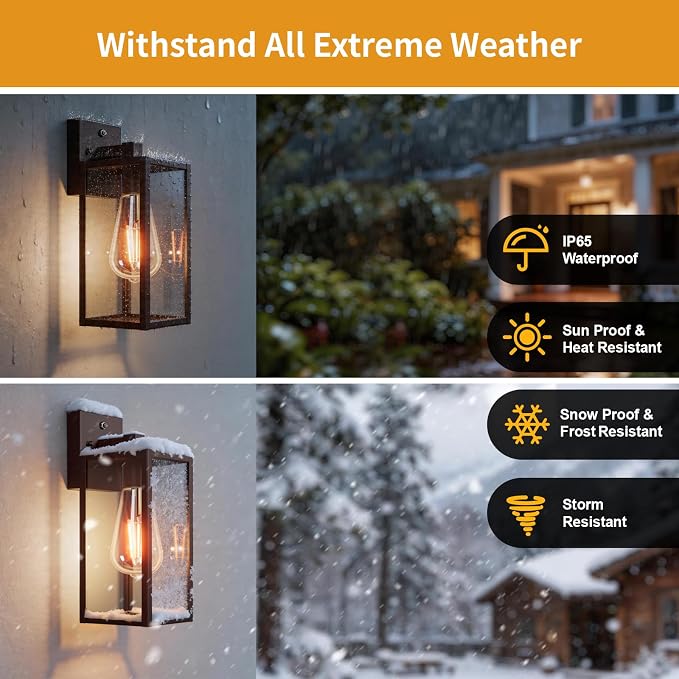 13'' Oil Rubbed Bronze Dusk to Dawn Outdoor Porch Lighting Fixtures Wall Mount, Sensor Exterior Wall Light for House, Ouside Lantern Lamp, Waterproof Wall Sconce Lights, Metal Coach Light for Garage