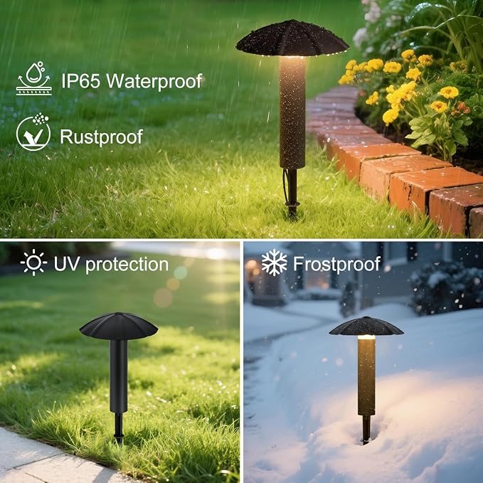 8 Pack Low Voltage Landscape Lighting Kit, 3W Metal Pathway Lights | Easy setup with transformer, dusk-to-dawn auto on/off and timer for garden, yard, walkway and driveway lighting