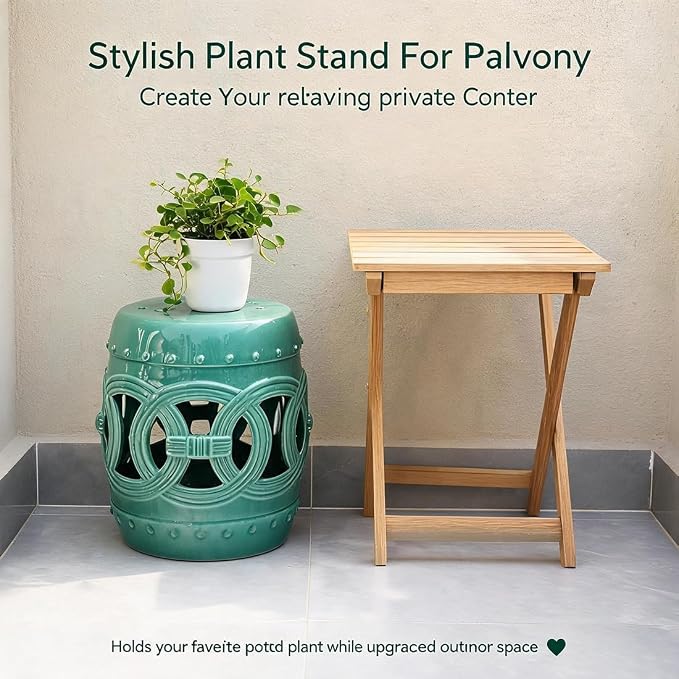 Decorative Ceramic Garden Stool, Hand-Crafted Outdoor Side Table, Shoe Changing Drum Stool for Patio, Living Room Accent Furniture(White 7)