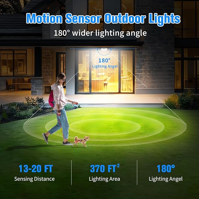 Aootek Solar Lights Outdoor 182 LEDs 2500Lm Solar Motion Sensor Lights IP65 Waterpro of with Wide Anglefor Patio Garden Garage Yard Front Door(2pack)