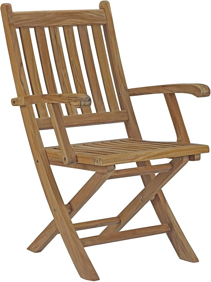 Modway EEI-3281-NAT-SET Marina Premium Grade A Teak Wood 9-Piece Outdoor Patio Dining Furniture Set, Eight Armchair/One Table, Natural
