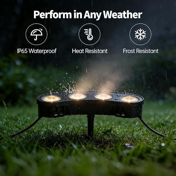 Sublume Solar Tree Lights, Outdoor Ring Landscape Spotlights, Warm White | 16 COB LED, 3-in-1 (Sticked/Tied/Hang), 33FT Cable, IP65 Waterproof, 4000Mah Uplights for PalmTree, Flag Pole, Garden