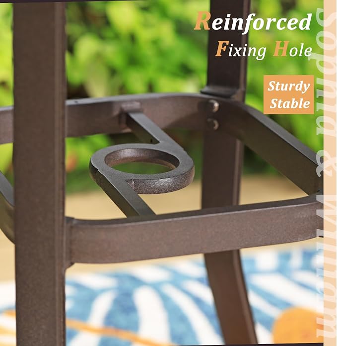 Sophia & William 3 Pieces Cast Aluminum Patio Bar Set, Square Outdoor Bar Table and 2 Swivel Bar Counter Height Chairs Set, Modern Patio Pub Bistro Set with Outdoor Stools