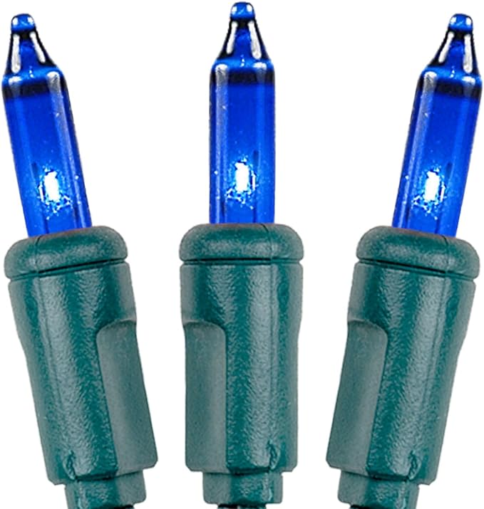 Novelty Lights 11 Feet 50 Bulbs Blue Christmas Incandescent Mini Lights