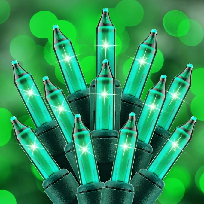 St. Patrick Mini String Lights, 50 Count 10 Feet Incandescent Green Lights | St Patrick Day Lights Waterproof for Indoor Xmas Tree Garland Birthday Wedding Party Festival Decoration,Green Wire