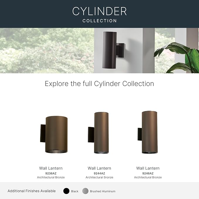 Kichler Cylinders 12" 2-Light Outdoor Cylinder Wall Sconce in Architectural Bronze, (12" H x 4.75" W), 9244AZ