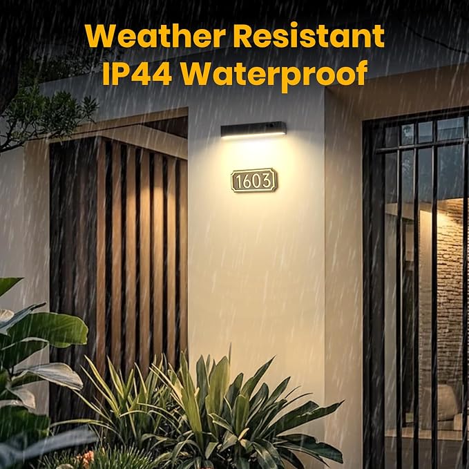 Solar Wall Lights Outdoor, 2Pcs Solar Lights with Motion Sensor | 4 Modes, Anti-glare Solar Sign Light, Dusk to Dawn, 4000K 1000LM Solar Lights for House Numbers, Address Sign, Patio, Porch