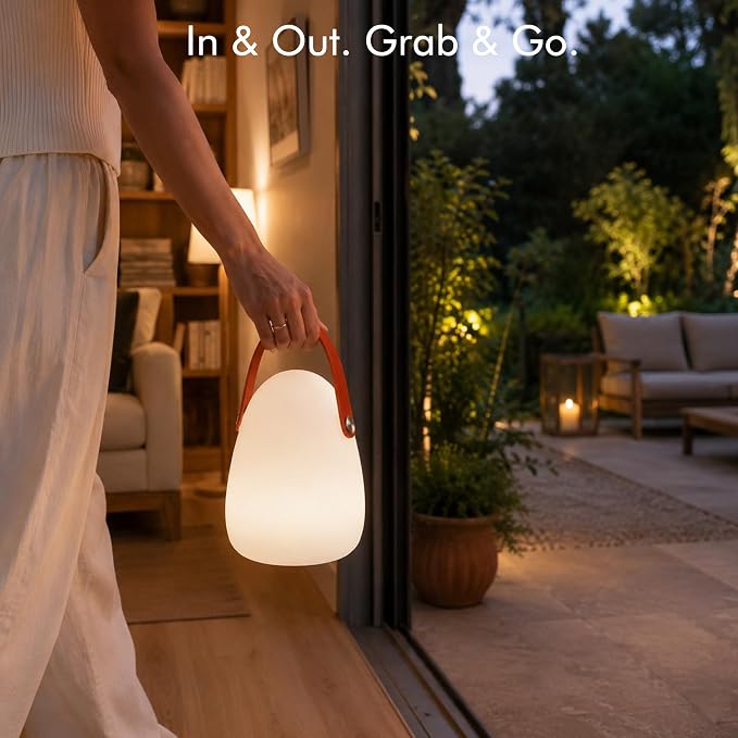 Set of 2 IP65 Waterproof Outdoor Rechargeable Table Lamps for Patio | RGBW Cordless Light, Cute Dimmable Ambient Portable Lantern for Garden, Camping, Balcony, Indoor Decor