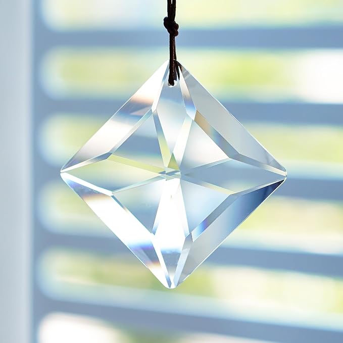 2PCS 50mm Clear Crystal Sun Catcher Prisms Rainbow Maker Suncatcher Hanging | Light Catcher for Windows, Balcony, Kitchen, Garden, Glass Ornaments For Christmas Tree