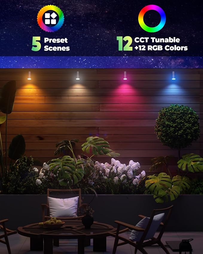 12V Low Voltage Landscape Light for Down Light Tree Lights, Remote Control RGBW MR16 LED Bulb, RGB+CCT Tunable 2700K-6500K, IP65 Waterproof Spotlight for Outdoor Garden Yard Fence (Brown)