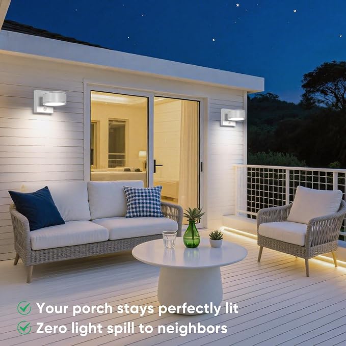Motion Sensor Outdoor Lights with 3000K/4000K/5000K Adjustable, Aluminum White LED Outdoor Wall Sconce, Modern Outside Exterior Lighting Fixtures for Porch,House, Doorway, Garage,Front