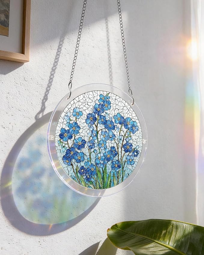 Acrylic Suncatcher Puzzle, Azure Bloom Whisper-7.4 in | DIY Suncatcher Puzzle Kits for Adults, Acrylic Jigsaw Puzzle Suncatcher, Garden&Window Hanging Decor, Unique Gift