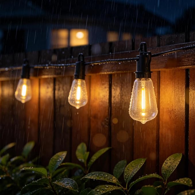 50FT Solar String Lights Outdoor with Remote, IP65 Waterproof Shatterproof ST38 15 LED Bulbs, 2700K Dimmable Outside Hanging Lights for Patio, Garden, Camping, Deck, Backyard Decor