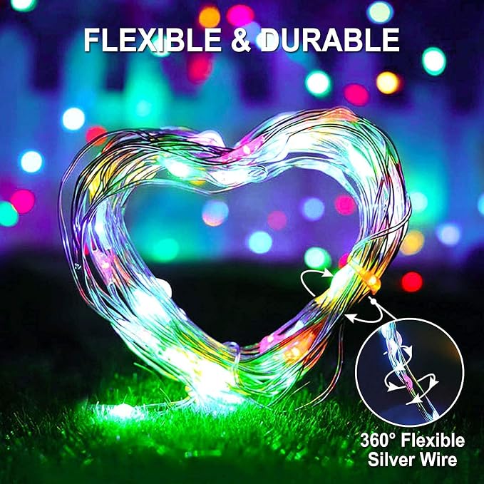 JMEXSUSS 4 Pack Solar Fairy Lights, Each 33ft 100 LED, Multicolored | Outdoor Waterproof, 8 Modes Solar Christmas String Lights for Garden Yard Tree Christmas Decorations