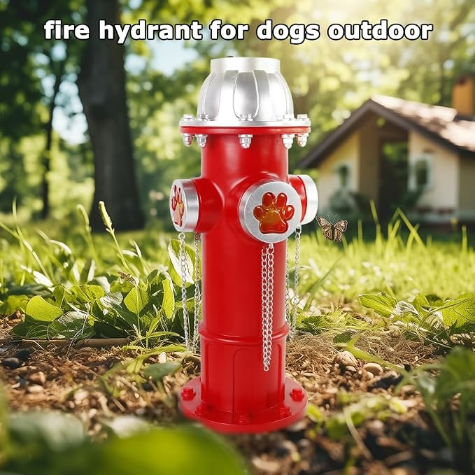 Fake Fire Hydrant Statues for Dogs to Pee On, Solar Light Fire Hydrant with Glowing Paw Prints for Garden Statues Lawn Outdoor Decorations, 14.5" Tall
