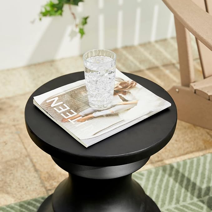 Giltzhome Black Garden Side Tables Heavy Duty Chess Pedestal Accent Table Garden Stool Plant Stand for Garden Patio Lawn Home Indoor Outdoor